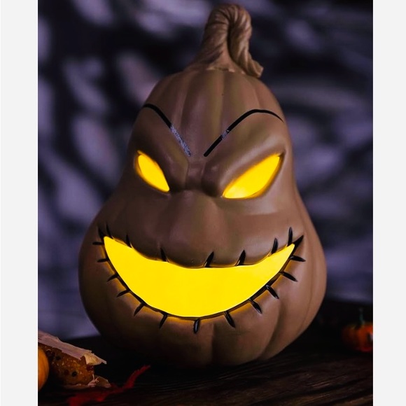 The Nightmare Before Christmas Oogie Boogie Light Up 10" Pumpkin New - Picture 5 of 6